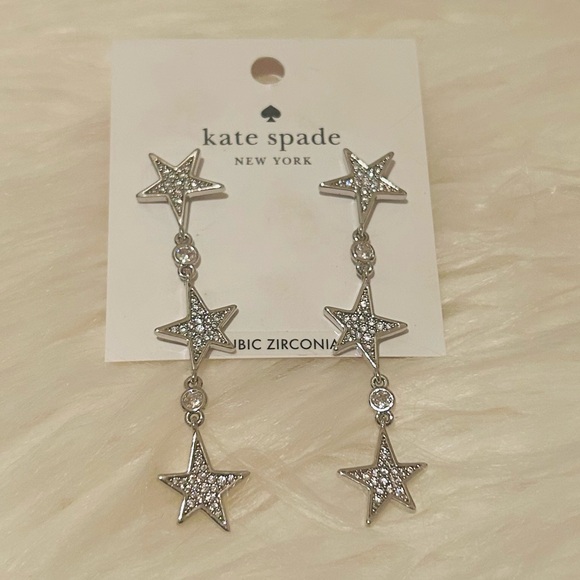 Kate Spade Silver Star Drop Earrings CZ “You’re a Star “ NWT - Picture 1 of 3
